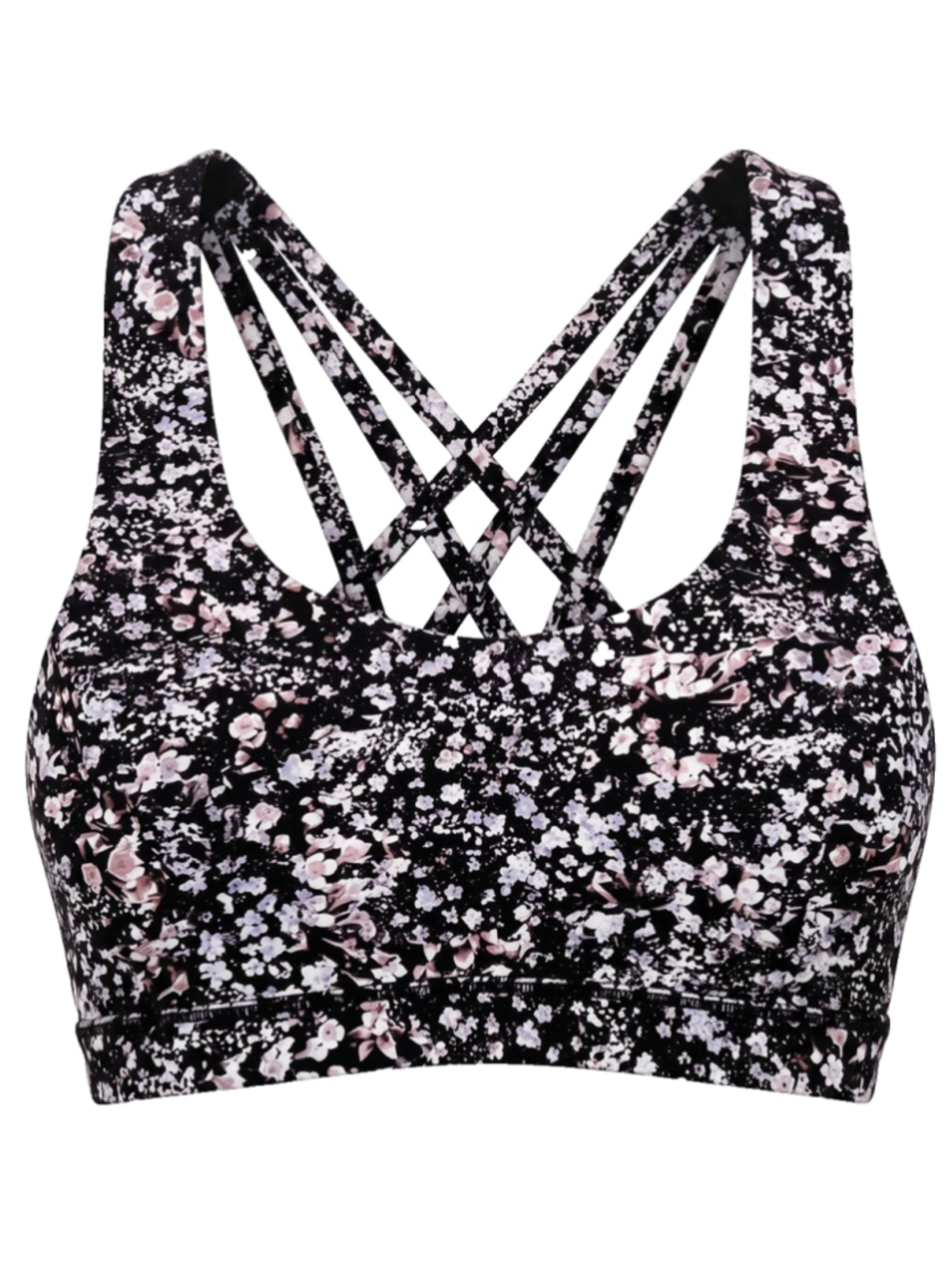 Lululemon Free To Be Serene Sports Bra Black Floral Cross Back Strap Womens 4